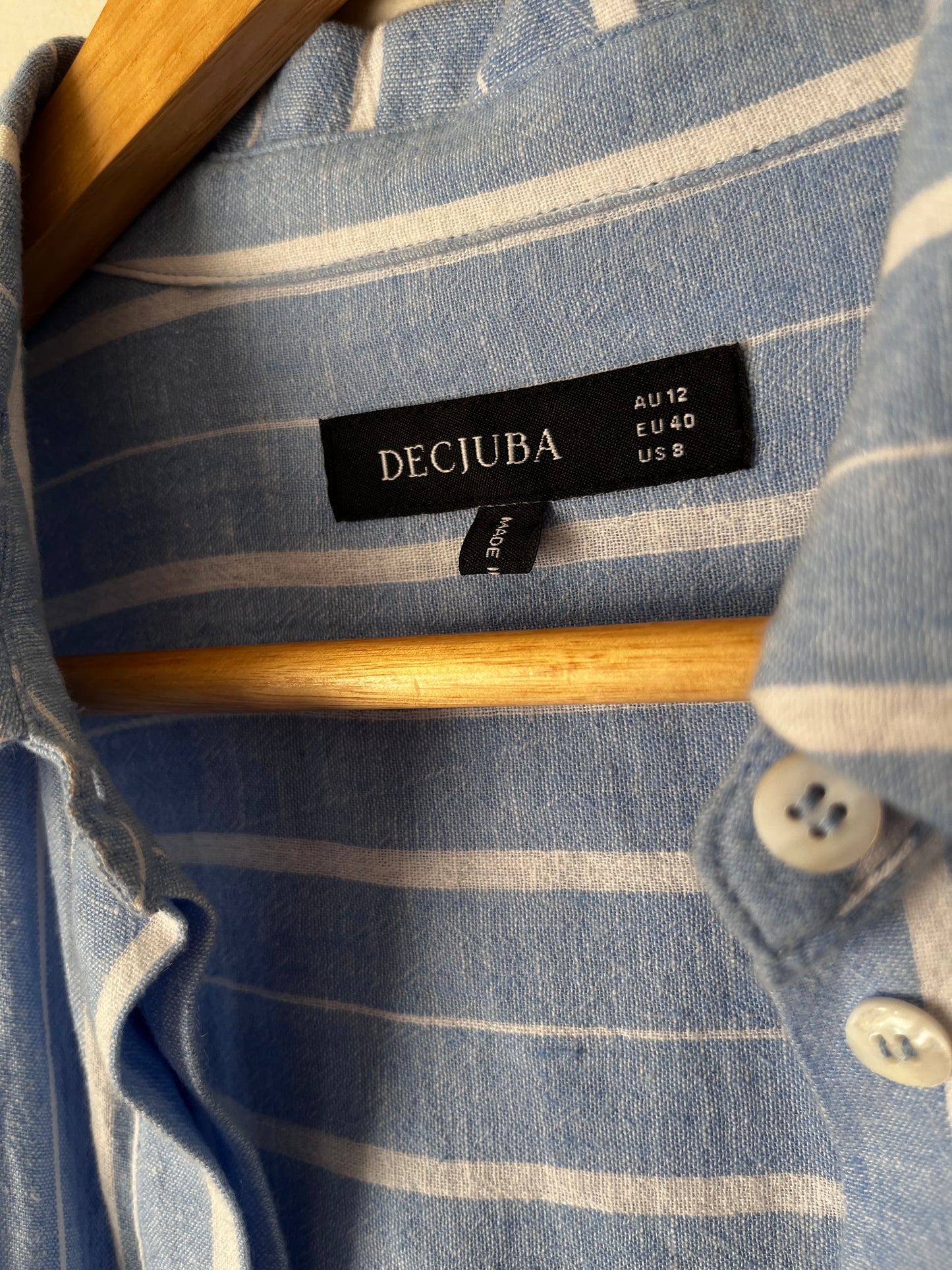 DECJUBA Linen Blend Stripe Shirt RRP$115 (12)