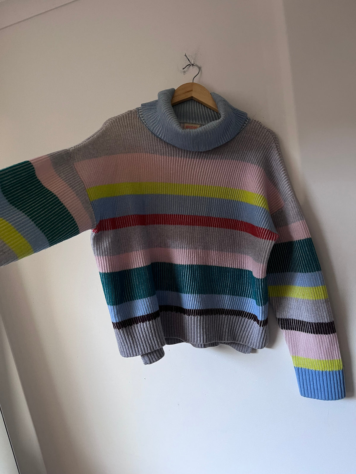 GORMAN Merino Wool Stripe Roll Neck Jumper RRP $249 (12-14)