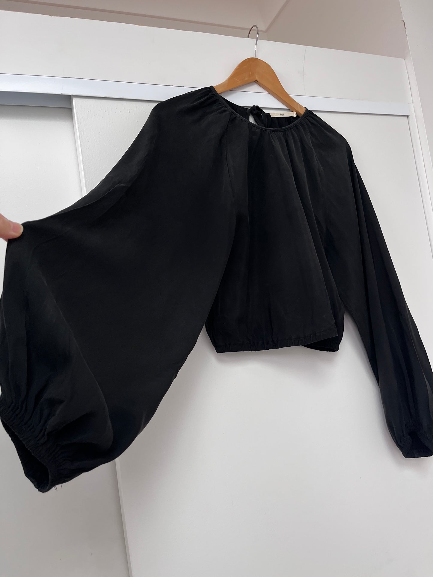 RUBY Black Cupro Blend Blouse (14)