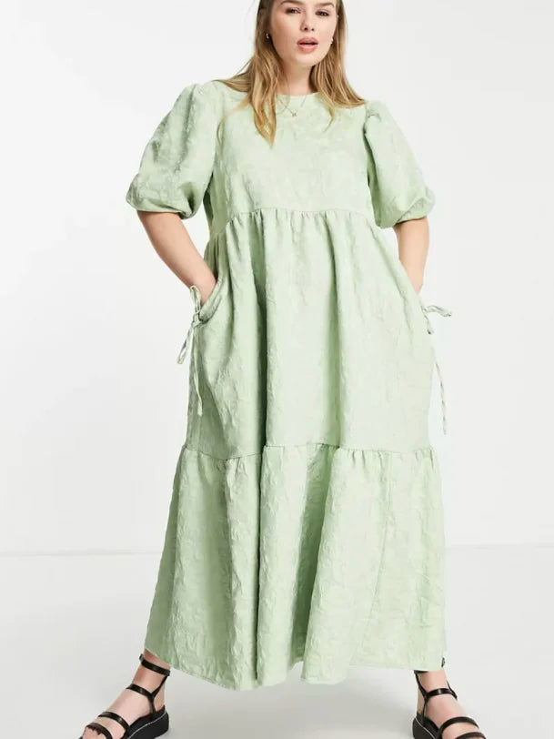 ASOS DESIGN Fluffy Jacquard Tiered Midi Dress RRP approx. $150 (Size 10)