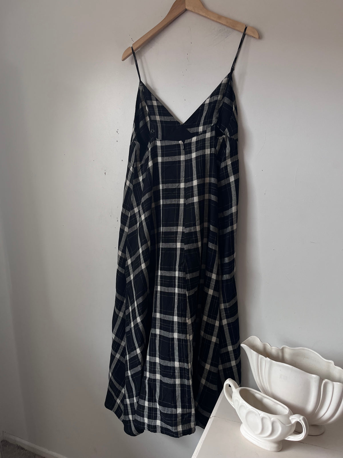 AERE Check Linen Dress RRP $180 (16-18)