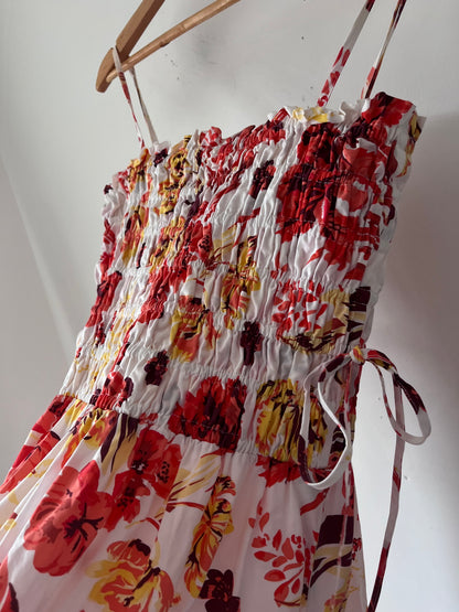 SHONA JOY Kalani Shirred Tiered Midi Dress RRP$349 (Size 8)