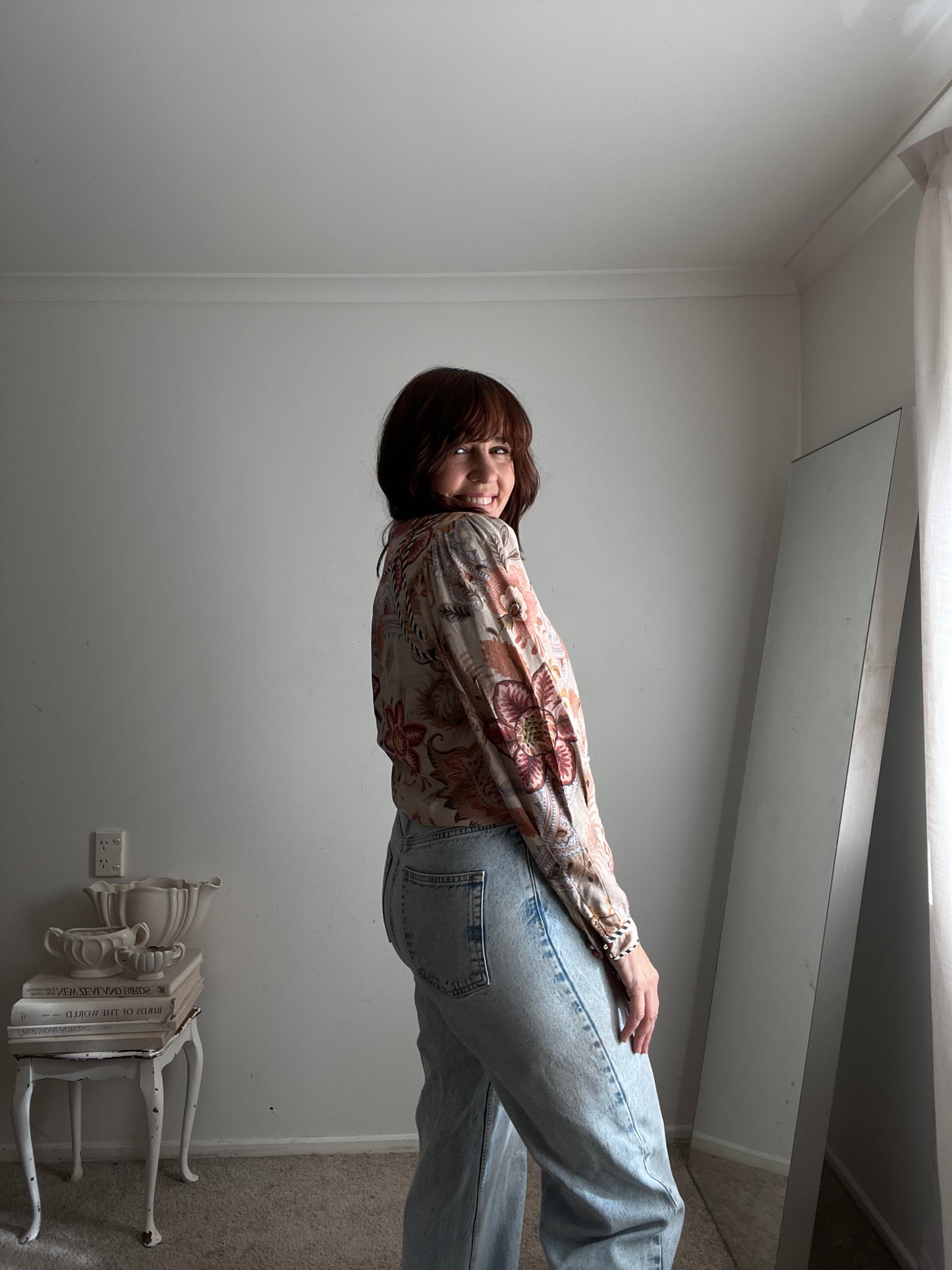 OnceWas Floral Linen Blend Blouse RRP $329 (Size 12)