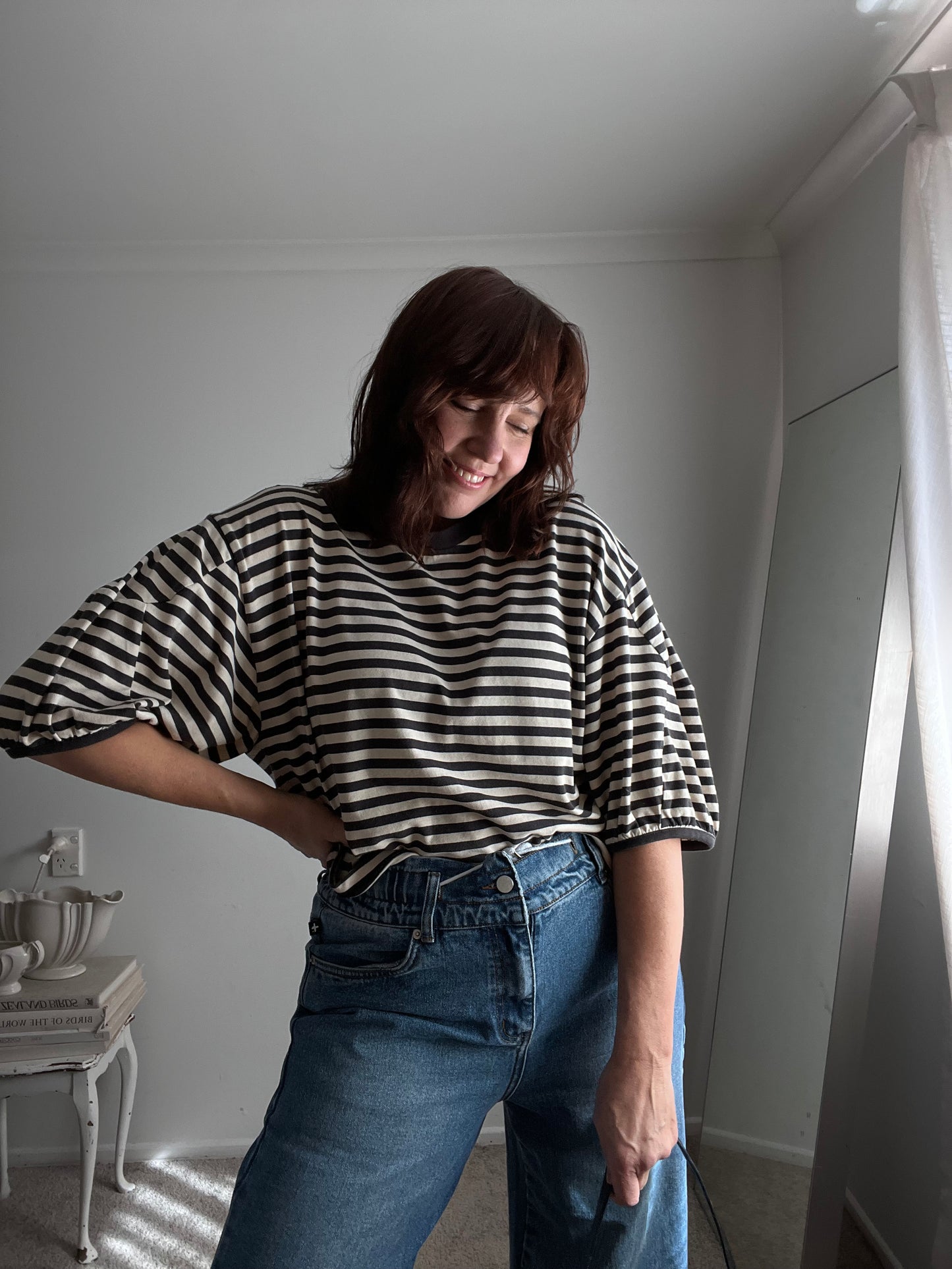 MAX Stripe Pima Cotton Puff Sleeve Tee RRP approx $70 (14)