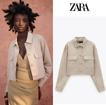 ZARA Cropped Linen Jacket RRP $149 (14-16)