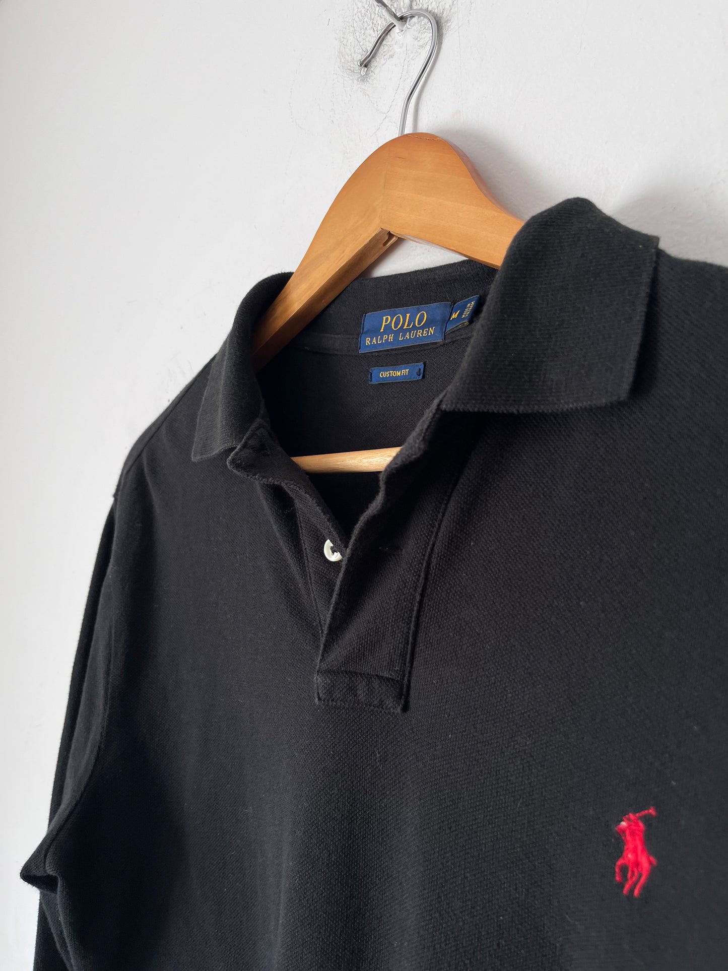 POLO RALPH LAUREN Black Custom Fit Long Sleeve Polo (10-12 imo)