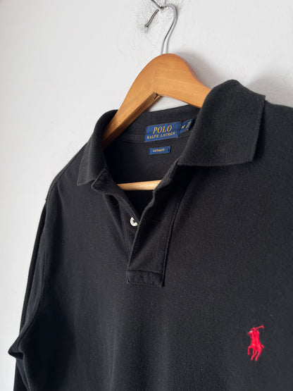 POLO RALPH LAUREN Black Custom Fit Long Sleeve Polo (10-12 imo)