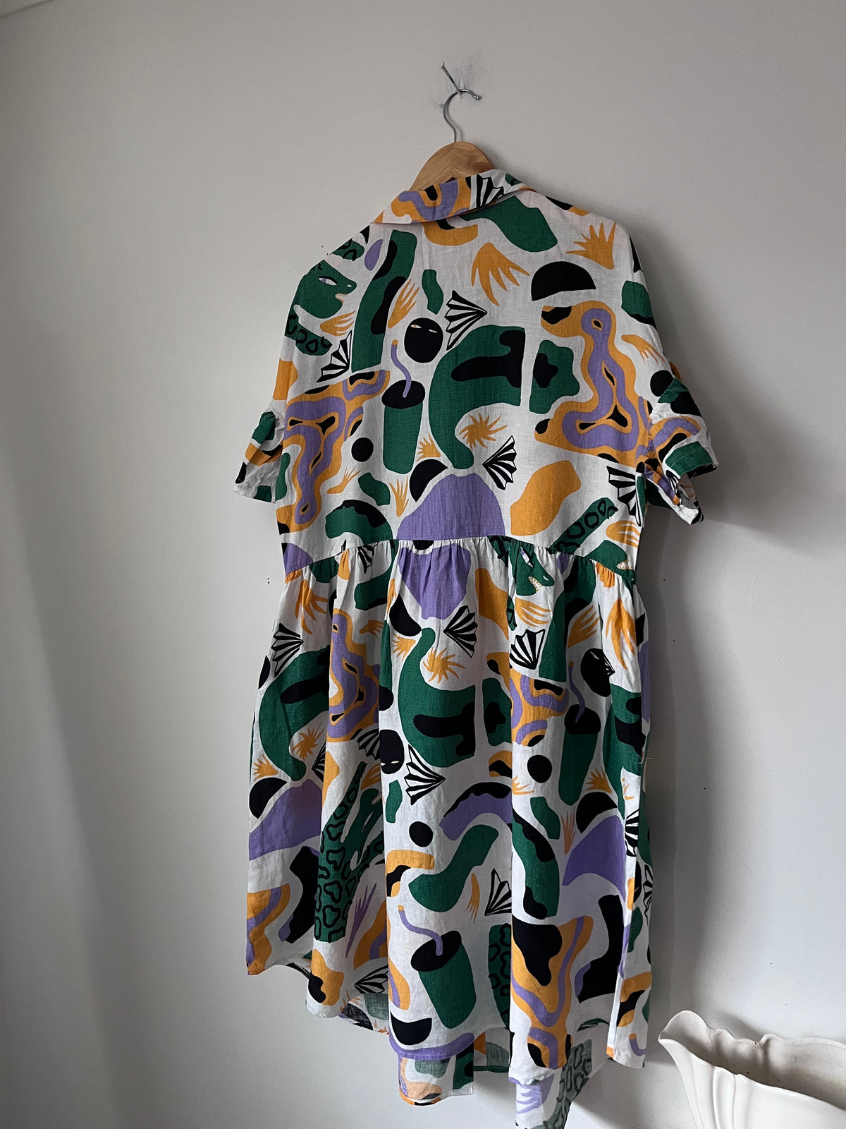 GORMAN Abstract Print Linen Shirt Dress RRP approx. $300 (Size 14)