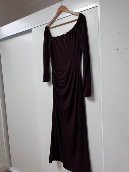 FRIEND OF AUDREY Chocolate Ruched Dress RRP$280 (14)
