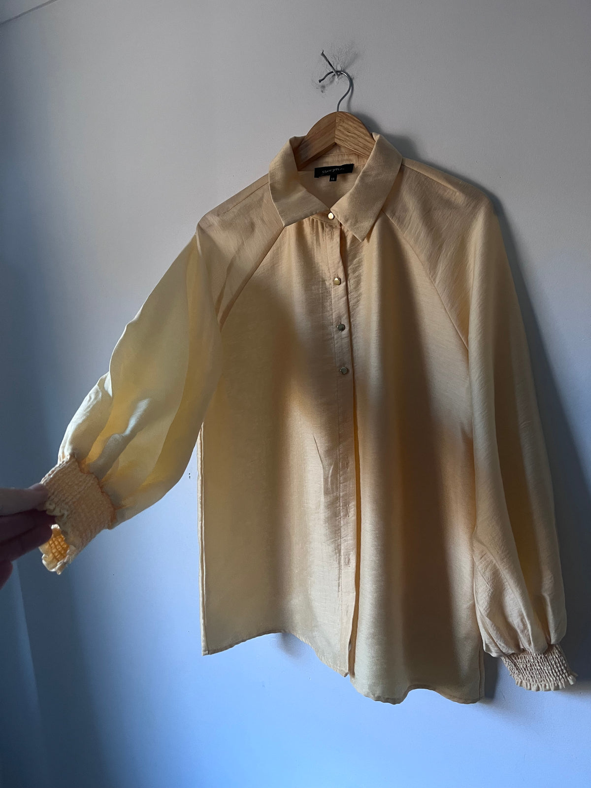 STATE OF PLAY Sheer Balloon Sleeve Shirt RRP $120 (16-18)