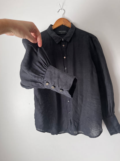 DECJUBA Linen Puff Sleeve Shirt RRP $130 (10)