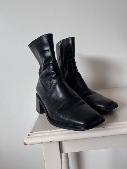MI PIACI Leather Square Toe Ankle Boots RRP approx. $400 (Size 37)
