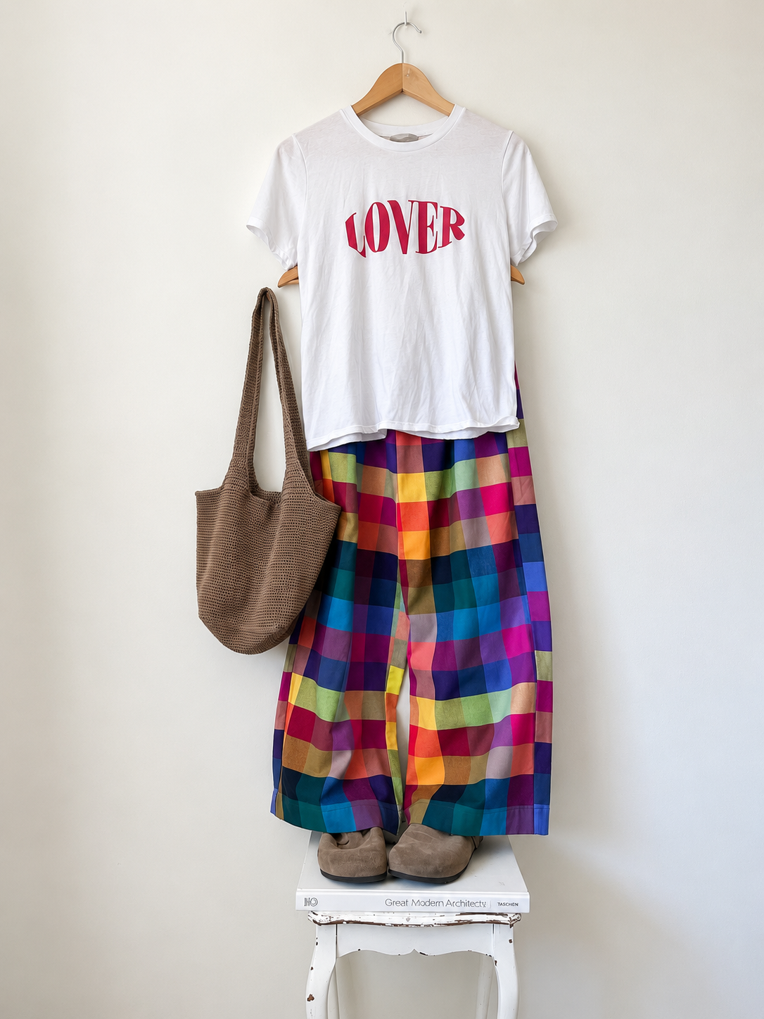 DANGERFIELD Multicolour Check Wide Leg Pants RRP approx. $120 (Size 10)