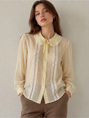Silk Lace & Pintuck Blouse (MIU MIU dupe) (10-12)