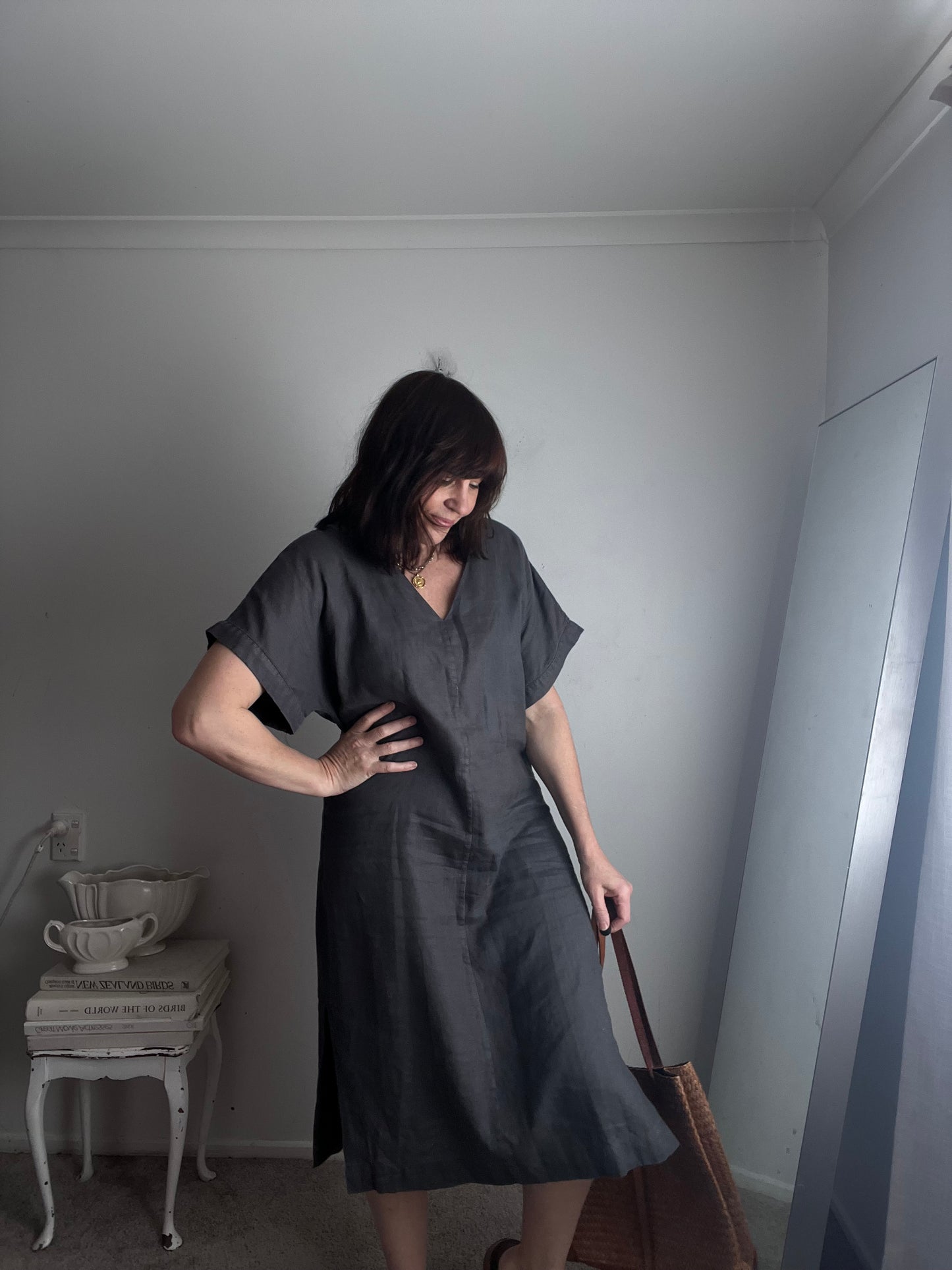WEAR by LOVELINEN Linen V-Neck Dress (10–12)