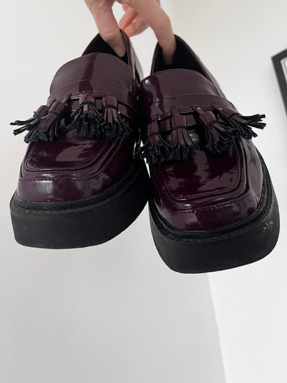 ASOS DESIGN Burgundy Patent Tassel Loafers RRP$100 (38)