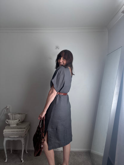 WEAR by LOVELINEN Linen V-Neck Dress (10–12)