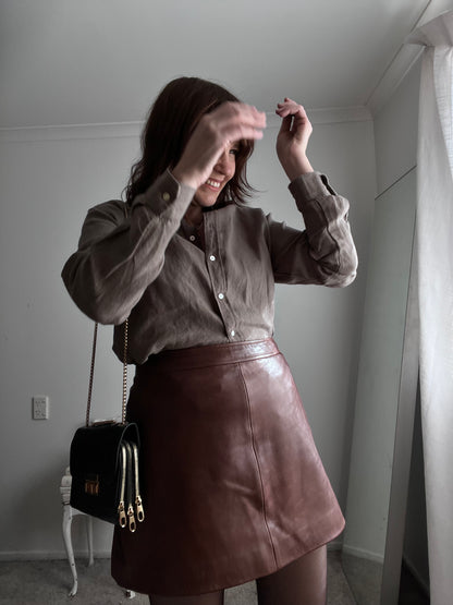 REISS Leather Skirt RRP$440 (12-14)