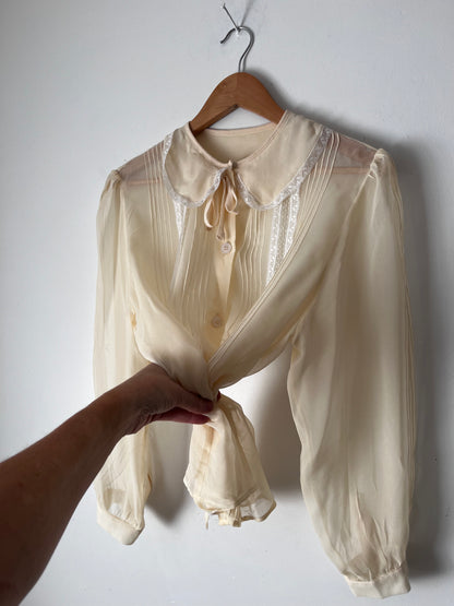 Silk Lace & Pintuck Blouse (MIU MIU dupe) (10-12)