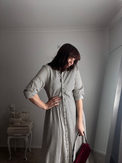 BETTY BASICS Stripe Shirt Dress RRP$110 (12-14)
