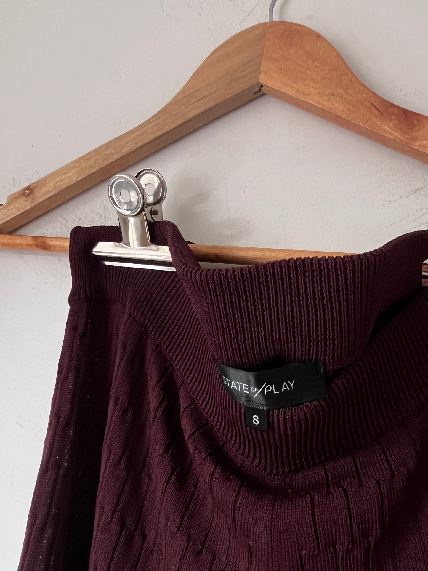 STATE OF PLAY Chocolate Knit Midi Skirt RRP $129 (10)