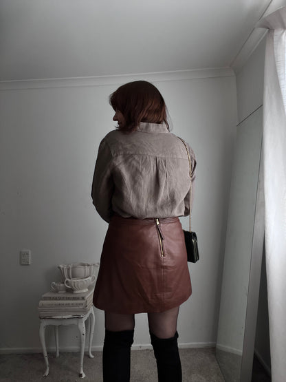 REISS Leather Skirt RRP$440 (12-14)