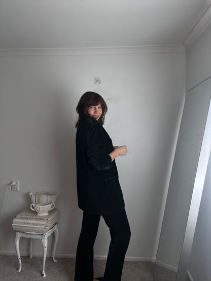 DANIEL FARET PARIS Black Velvet Suit RRP Approx. NZ$1,000 (12-14)