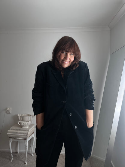 DANIEL FARET PARIS Black Velvet Suit RRP Approx. NZ$1,000 (12-14)