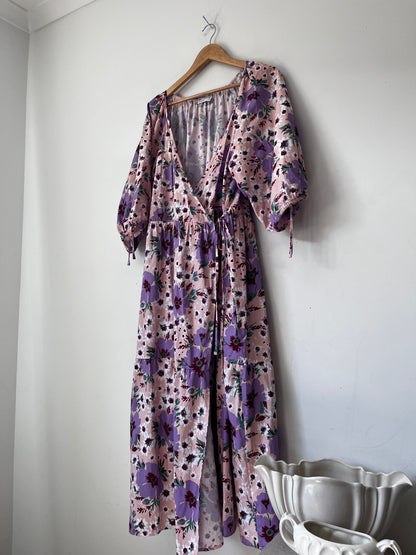 ASOS DESIGN Pink & Purple Floral Wrap Dress RRP$140 (14 imo)