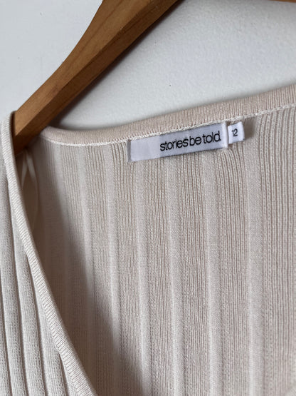 STORIES BE TOLD Cream Ribbed V-Neck Knit RRP$130 (12)