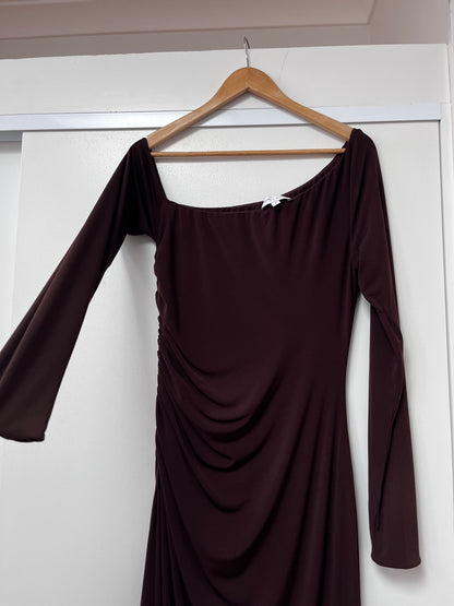 FRIEND OF AUDREY Chocolate Ruched Dress RRP$280 (14)
