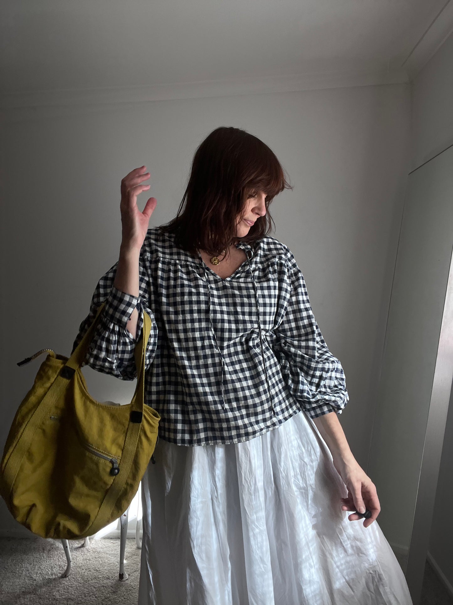 WHISTLES Gingham Cotton Blouse (12)
