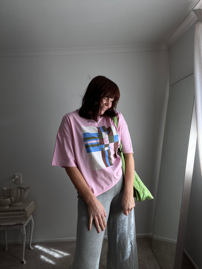 KOWTOW Pink Oversized Graphic Tee RRP approx $139 (10-14)