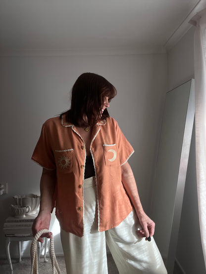 INDI LUXE Celestial Embroidered Shirt RRP$109 (10-12)