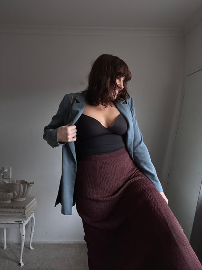 STATE OF PLAY Chocolate Knit Midi Skirt RRP $129 (10)