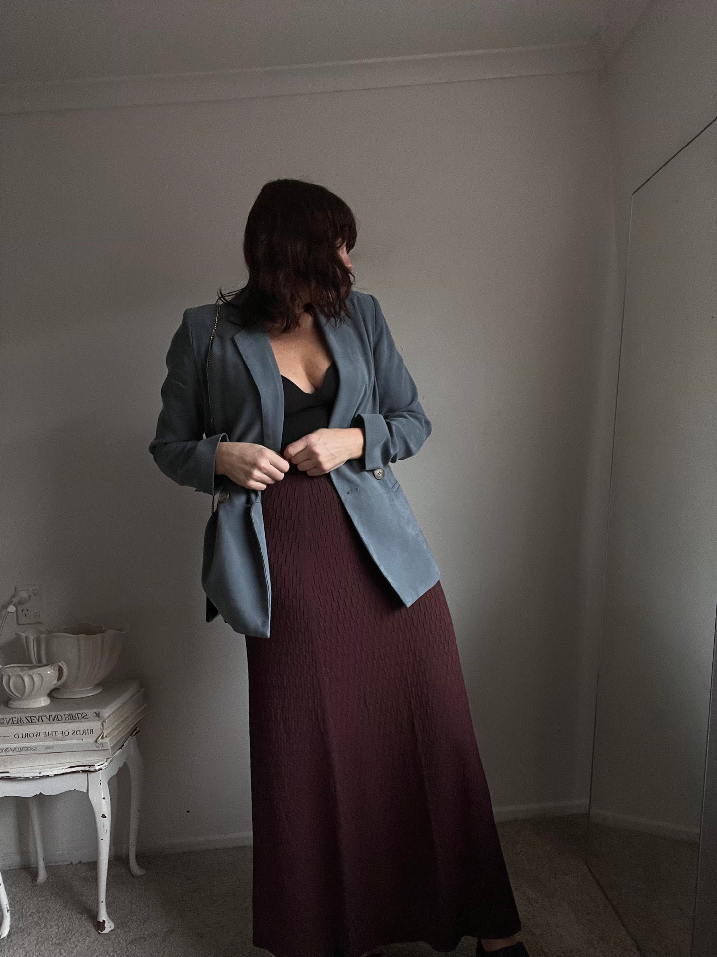 STATE OF PLAY Chocolate Knit Midi Skirt RRP $129 (10)
