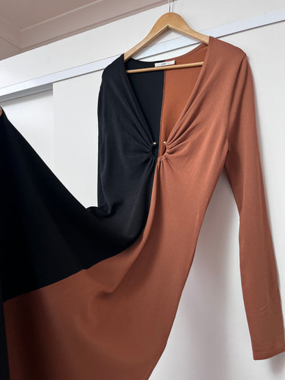RUBY Two-Tone Twist Front Maxi Dress RRP $249 (Size 14)