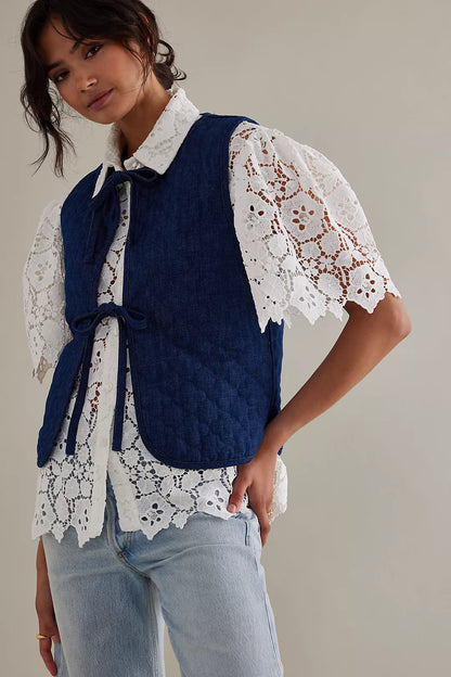 DAMSON MADDER Tilly Denim Gilet RRP$199 (Size 10-12)