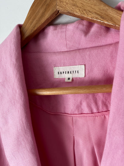 SUPERETTE Pink Linen Blend Blazer RRP approx $399 (10)