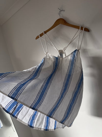 MOOCHI linen stripe singlet top RRP approx. $249 (Size 8)