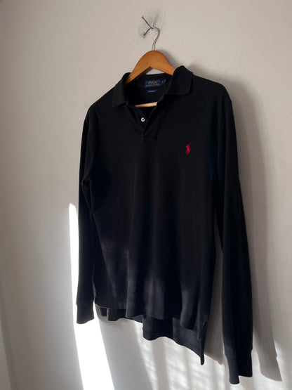 POLO RALPH LAUREN Black Custom Fit Long Sleeve Polo (10-12 imo)