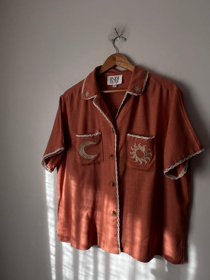 INDI LUXE Celestial Embroidered Shirt RRP$109 (10-12)