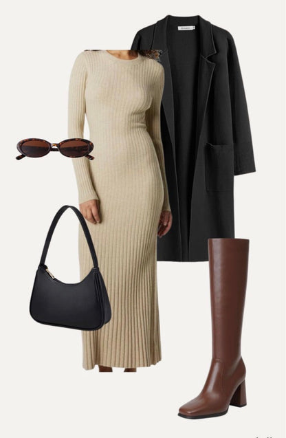 MARLE Camel Ribbed Knit Maxi Dress RRP $299 (8)
