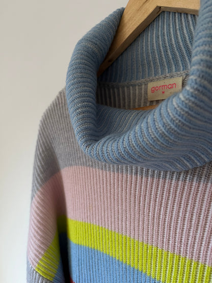 GORMAN Merino Wool Stripe Roll Neck Jumper RRP $249 (12-14)