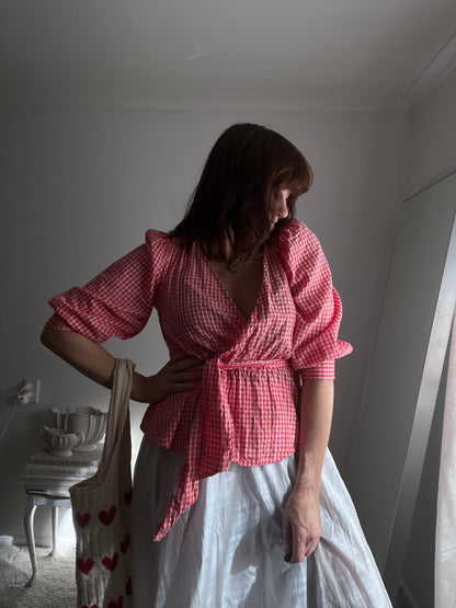ONLY Gingham Wrap Blouse (10-12)