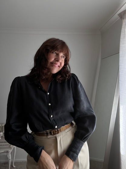 DECJUBA Linen Puff Sleeve Shirt RRP $130 (10)