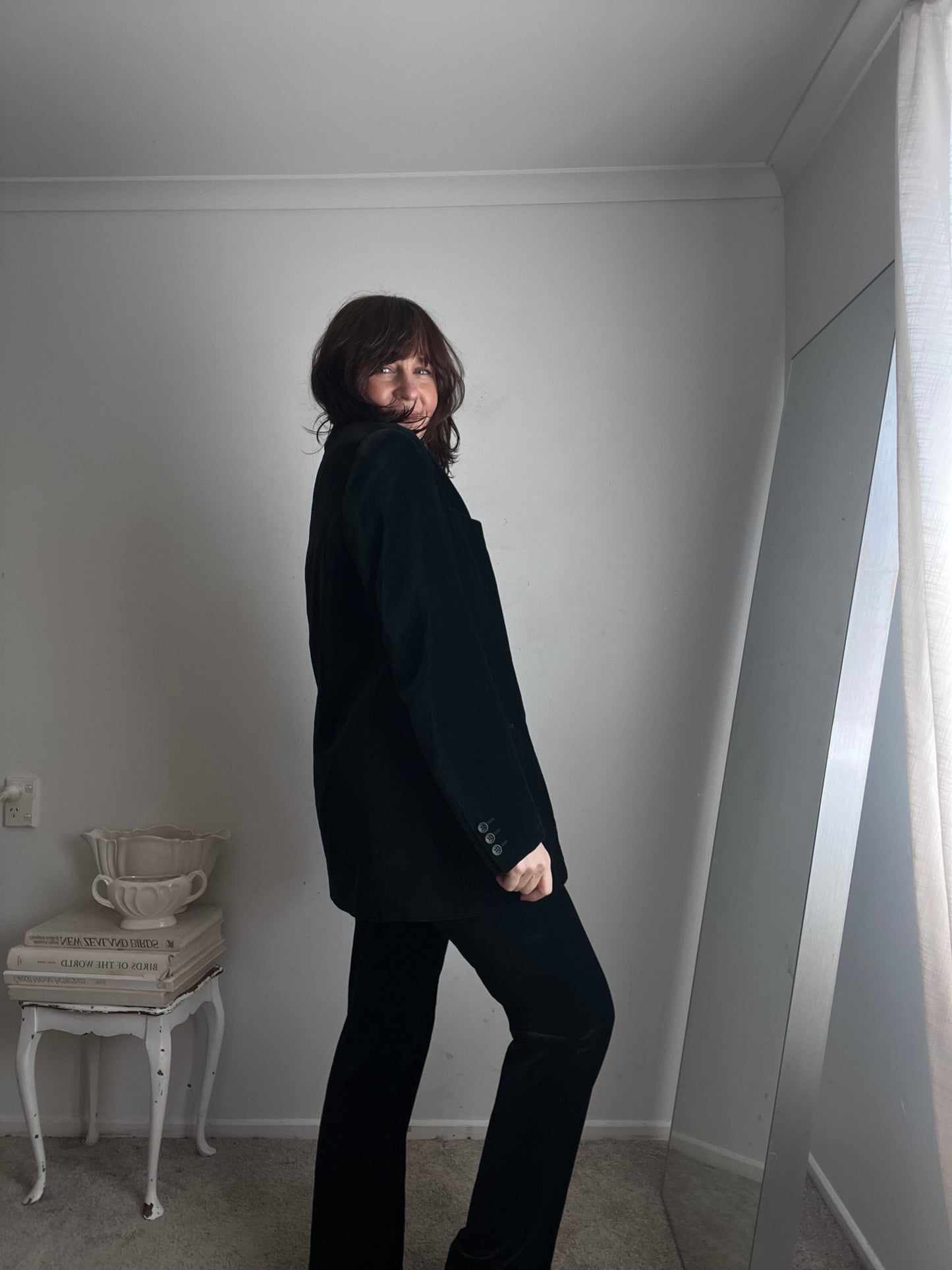 DANIEL FARET PARIS Black Velvet Suit RRP Approx. NZ$1,000 (12-14)