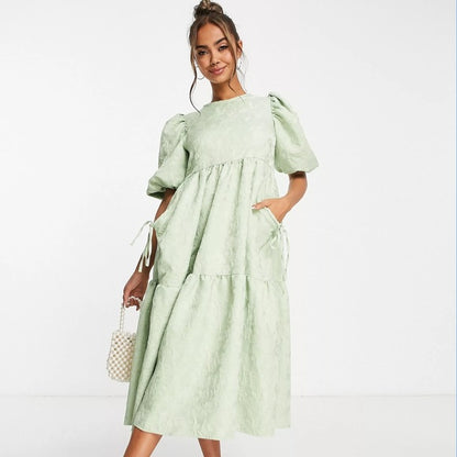 ASOS DESIGN Fluffy Jacquard Tiered Midi Dress RRP approx. $150 (Size 10)