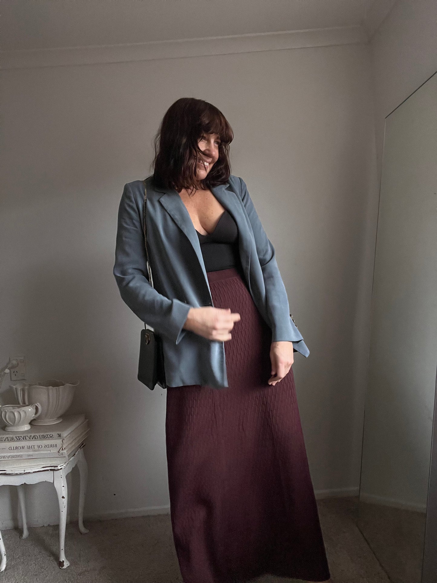 STATE OF PLAY Chocolate Knit Midi Skirt RRP $129 (10)