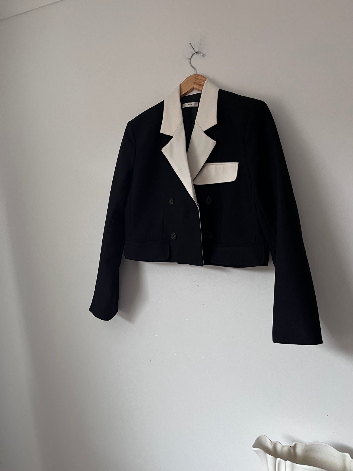 RECTO Contrast-Collar Wool Short Jacket RRP approx. $780 (Size 10)